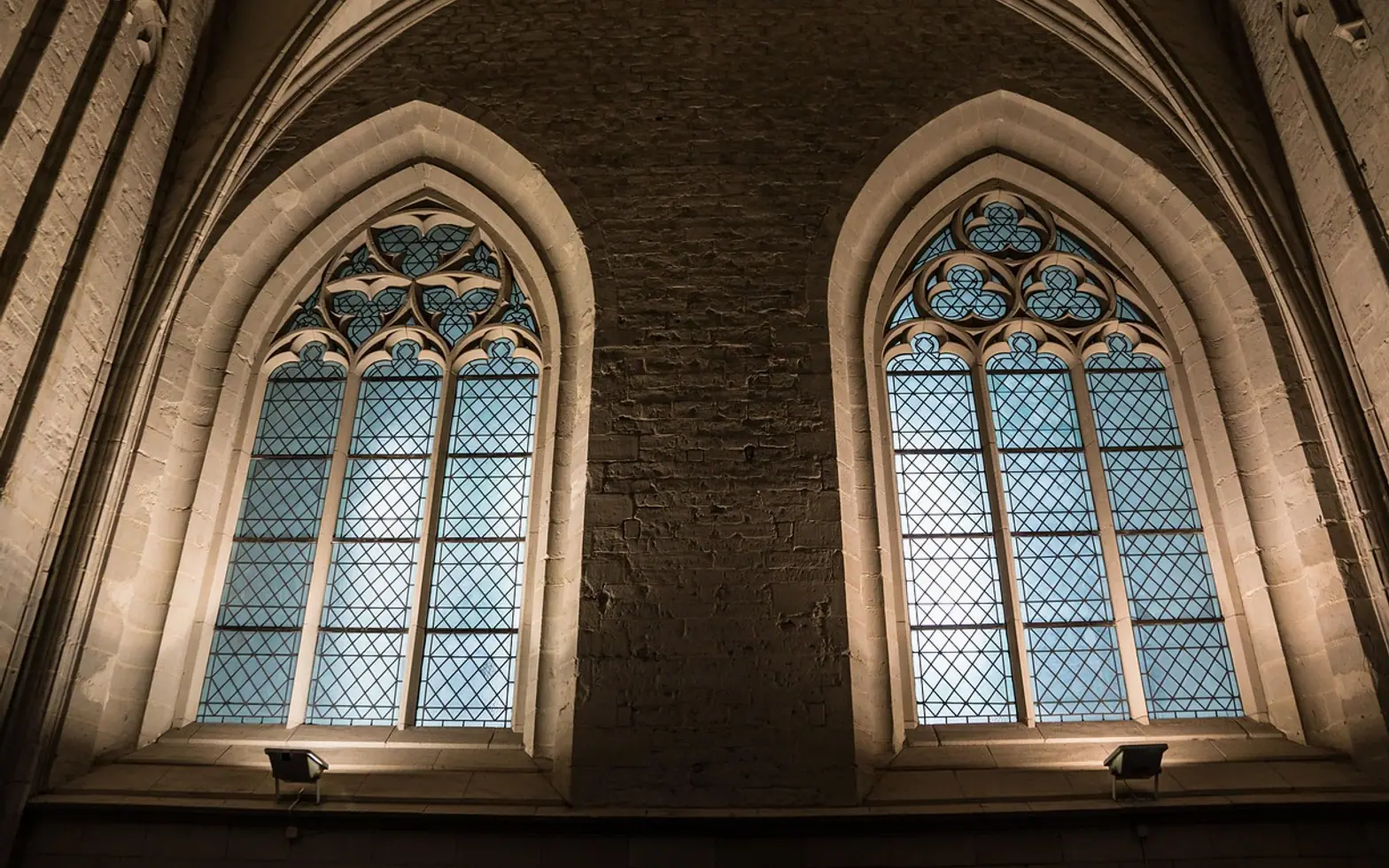 Church window, church and stained glass window